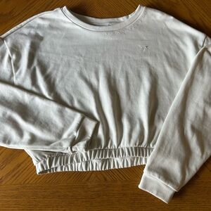 Whitney Simmons Gymshark Cream (bone color) Cropped Crewneck Top